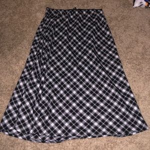 Wild Fable Black Plaid Midi Skirt